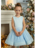 Sky Blue Dotted Sparkly Flower Girl Dress